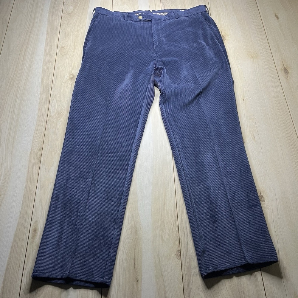 Peter Millar Mens Corduroy Nanoluxe Pants Flat Front Soft Blue Men's Size 36 - Picture 2 of 16